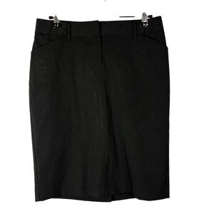 Express Editor Black Pinstripe Knee Length Pencil Skirt 0